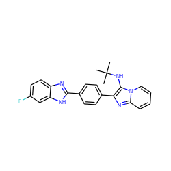 CC(C)(C)Nc1c(-c2ccc(-c3nc4ccc(F)cc4[nH]3)cc2)nc2ccccn12 ZINC000073169471