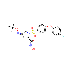 CC(C)(C)O/N=C1/C[C@H](C(=O)NO)N(S(=O)(=O)c2ccc(Oc3ccc(F)cc3)cc2)C1 ZINC000027618254