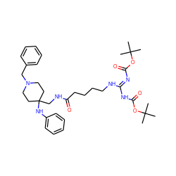 CC(C)(C)OC(=O)/N=C(\NCCCCC(=O)NCC1(Nc2ccccc2)CCN(Cc2ccccc2)CC1)NC(=O)OC(C)(C)C ZINC000299819124