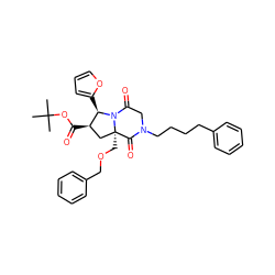 CC(C)(C)OC(=O)[C@@H]1C[C@]2(COCc3ccccc3)C(=O)N(CCCCc3ccccc3)CC(=O)N2[C@@H]1c1ccco1 ZINC000036348496