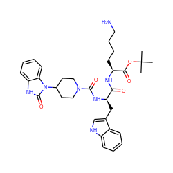 CC(C)(C)OC(=O)[C@H](CCCCN)NC(=O)[C@@H](Cc1c[nH]c2ccccc12)NC(=O)N1CCC(n2c(=O)[nH]c3ccccc32)CC1 ZINC000026653936