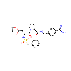 CC(C)(C)OC(=O)C[C@@H](NS(=O)(=O)Cc1ccccc1)C(=O)N1CCC[C@H]1C(=O)NCc1ccc(C(=N)N)cc1 ZINC000072178670