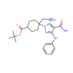 CC(C)(C)OC(=O)C1CCC(CC#N)(n2cc(C(N)=O)c(Nc3ccccc3)n2)CC1 ZINC000205006276