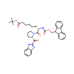 CC(C)(C)OC(=O)CCCCC[C@H](NC(=O)OCC1c2ccccc2-c2ccccc21)C(=O)N1CCC[C@H]1C(=O)c1nc2ccccc2[nH]1 ZINC000072147867