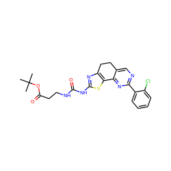 CC(C)(C)OC(=O)CCNC(=O)Nc1nc2c(s1)-c1nc(-c3ccccc3Cl)ncc1CC2 ZINC000206644071