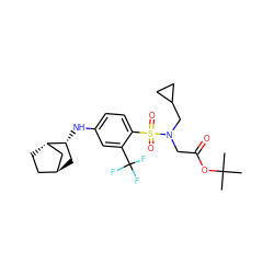 CC(C)(C)OC(=O)CN(CC1CC1)S(=O)(=O)c1ccc(N[C@@H]2C[C@H]3CC[C@H]2C3)cc1C(F)(F)F ZINC001772589710