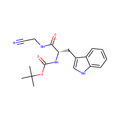 CC(C)(C)OC(=O)N[C@@H](Cc1c[nH]c2ccccc12)C(=O)NCC#N ZINC000013676585