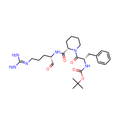 CC(C)(C)OC(=O)N[C@@H](Cc1ccccc1)C(=O)N1CCCC[C@H]1C(=O)N[C@H](C=O)CCCN=C(N)N ZINC000027517661