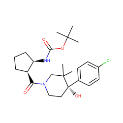 CC(C)(C)OC(=O)N[C@@H]1CCC[C@@H]1C(=O)N1CC[C@](O)(c2ccc(Cl)cc2)C(C)(C)C1 ZINC000096173226