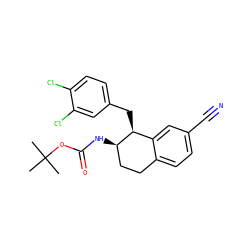 CC(C)(C)OC(=O)N[C@@H]1CCc2ccc(C#N)cc2[C@@H]1Cc1ccc(Cl)c(Cl)c1 ZINC000143475839