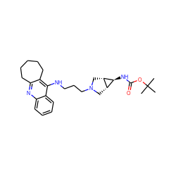 CC(C)(C)OC(=O)N[C@H]1[C@@H]2CN(CCCNc3c4c(nc5ccccc35)CCCCC4)C[C@@H]21 ZINC000101245802