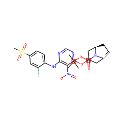 CC(C)(C)OC(=O)N1[C@@H]2CC[C@@H]1CC(Oc1ncnc(Nc3ccc(S(C)(=O)=O)cc3F)c1[N+](=O)[O-])C2 ZINC000220916324