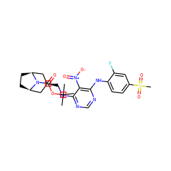 CC(C)(C)OC(=O)N1[C@H]2CC[C@@H]1C[C@H](CNc1ncnc(Nc3ccc(S(C)(=O)=O)cc3F)c1[N+](=O)[O-])C2 ZINC000103232130