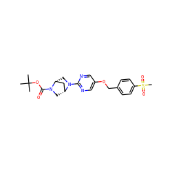 CC(C)(C)OC(=O)N1C[C@@H]2C[C@H]1CN2c1ncc(OCc2ccc(S(C)(=O)=O)cc2)cn1 ZINC000084742047