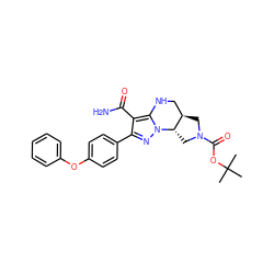 CC(C)(C)OC(=O)N1C[C@@H]2CNc3c(C(N)=O)c(-c4ccc(Oc5ccccc5)cc4)nn3[C@H]2C1 ZINC001772643938