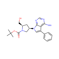 CC(C)(C)OC(=O)N1C[C@H](n2cc(-c3ccccc3)c3c(N)ncnc32)C[C@@H]1CO ZINC000027986993