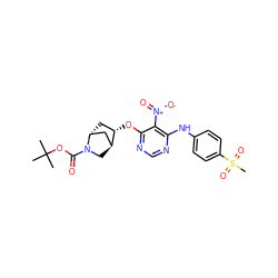 CC(C)(C)OC(=O)N1C[C@H]2C[C@H]1C[C@@H]2Oc1ncnc(Nc2ccc(S(C)(=O)=O)cc2)c1[N+](=O)[O-] ZINC001772604058