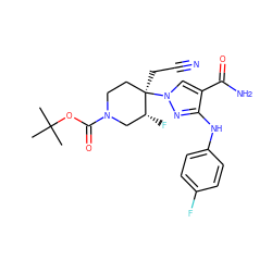 CC(C)(C)OC(=O)N1CC[C@@](CC#N)(n2cc(C(N)=O)c(Nc3ccc(F)cc3)n2)[C@H](F)C1 ZINC000204980300