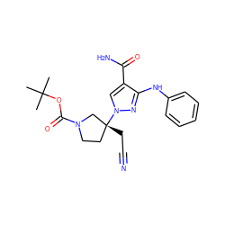 CC(C)(C)OC(=O)N1CC[C@@](CC#N)(n2cc(C(N)=O)c(Nc3ccccc3)n2)C1 ZINC000205006301