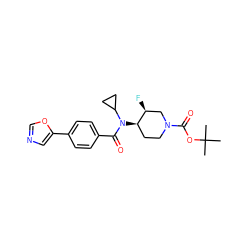 CC(C)(C)OC(=O)N1CC[C@@H](N(C(=O)c2ccc(-c3cnco3)cc2)C2CC2)[C@@H](F)C1 ZINC000223651449