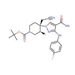 CC(C)(C)OC(=O)N1CC[C@](CC#N)(n2cc(C(N)=O)c(Nc3ccc(F)cc3)n2)[C@@H](F)C1 ZINC000204980370