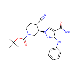 CC(C)(C)OC(=O)N1CC[C@H](C#N)[C@@H](n2cc(C(N)=O)c(Nc3ccccc3)n2)C1 ZINC000205012107