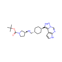 CC(C)(C)OC(=O)N1CC[C@H](NC[C@H]2CC[C@H](c3nnn4cnc5[nH]ccc5c34)CC2)C1 ZINC001772651425