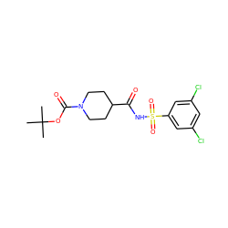 CC(C)(C)OC(=O)N1CCC(C(=O)NS(=O)(=O)c2cc(Cl)cc(Cl)c2)CC1 ZINC000028125805