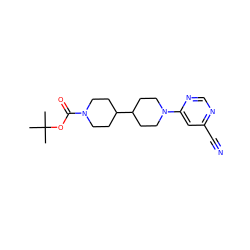 CC(C)(C)OC(=O)N1CCC(C2CCN(c3cc(C#N)ncn3)CC2)CC1 ZINC000071341006