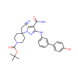 CC(C)(C)OC(=O)N1CCC(CC#N)(n2cc(C(N)=O)c(Nc3cccc(-c4ccc(O)cc4)c3)n2)CC1 ZINC000222082486