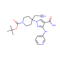 CC(C)(C)OC(=O)N1CCC(CC#N)(n2cc(C(N)=O)c(Nc3cccnc3)n2)CC1 ZINC000222080620