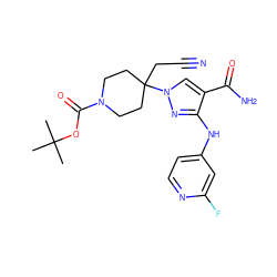 CC(C)(C)OC(=O)N1CCC(CC#N)(n2cc(C(N)=O)c(Nc3ccnc(F)c3)n2)CC1 ZINC000204988192