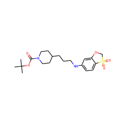 CC(C)(C)OC(=O)N1CCC(CCCNc2ccc3c(c2)OCS3(=O)=O)CC1 ZINC000084713967