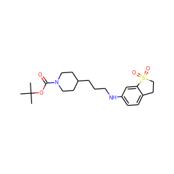 CC(C)(C)OC(=O)N1CCC(CCCNc2ccc3c(c2)S(=O)(=O)CC3)CC1 ZINC000084688559