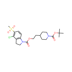 CC(C)(C)OC(=O)N1CCC(CCOC(=O)N2CCc3c2ccc(S(C)(=O)=O)c3Cl)CC1 ZINC000103271285