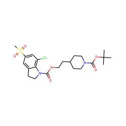 CC(C)(C)OC(=O)N1CCC(CCOC(=O)N2CCc3cc(S(C)(=O)=O)cc(Cl)c32)CC1 ZINC000103271296