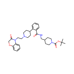 CC(C)(C)OC(=O)N1CCC(CNC(=O)c2ccccc2C2CCN(CCN3C(=O)COc4ccccc43)CC2)CC1 ZINC000028826475