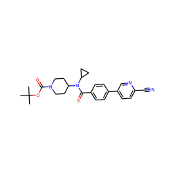 CC(C)(C)OC(=O)N1CCC(N(C(=O)c2ccc(-c3ccc(C#N)nc3)cc2)C2CC2)CC1 ZINC000223642927