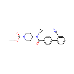 CC(C)(C)OC(=O)N1CCC(N(C(=O)c2ccc(-c3ccccc3C#N)cc2)C2CC2)CC1 ZINC001772618964