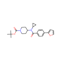 CC(C)(C)OC(=O)N1CCC(N(C(=O)c2ccc(-c3ccco3)cc2)C2CC2)CC1 ZINC001772623412