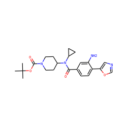 CC(C)(C)OC(=O)N1CCC(N(C(=O)c2ccc(-c3cnco3)c(N)c2)C2CC2)CC1 ZINC000207702219