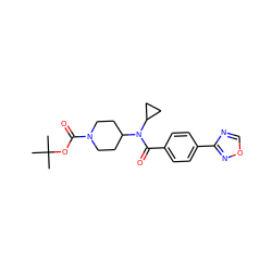 CC(C)(C)OC(=O)N1CCC(N(C(=O)c2ccc(-c3ncon3)cc2)C2CC2)CC1 ZINC000223648755