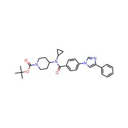 CC(C)(C)OC(=O)N1CCC(N(C(=O)c2ccc(-n3cnc(-c4ccccc4)c3)cc2)C2CC2)CC1 ZINC001772583240