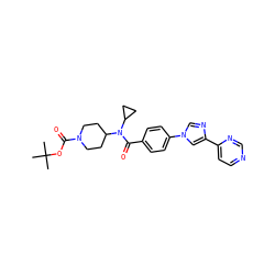 CC(C)(C)OC(=O)N1CCC(N(C(=O)c2ccc(-n3cnc(-c4ccncn4)c3)cc2)C2CC2)CC1 ZINC001772635373