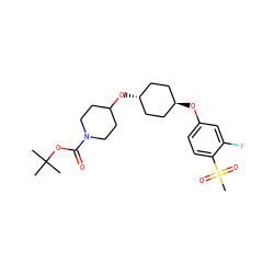 CC(C)(C)OC(=O)N1CCC(O[C@H]2CC[C@H](Oc3ccc(S(C)(=O)=O)c(F)c3)CC2)CC1 ZINC000473106858