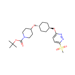 CC(C)(C)OC(=O)N1CCC(O[C@H]2CC[C@H](Oc3ccc(S(C)(=O)=O)nn3)CC2)CC1 ZINC000473097114