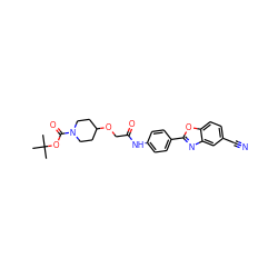 CC(C)(C)OC(=O)N1CCC(OCC(=O)Nc2ccc(-c3nc4cc(C#N)ccc4o3)cc2)CC1 ZINC000066112533