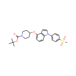 CC(C)(C)OC(=O)N1CCC(Oc2cccc3c2ccn3-c2ccc(S(C)(=O)=O)cc2)CC1 ZINC000095571686