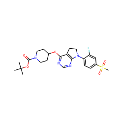 CC(C)(C)OC(=O)N1CCC(Oc2ncnc3c2CCN3c2ccc(S(C)(=O)=O)cc2F)CC1 ZINC000095575786