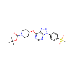 CC(C)(C)OC(=O)N1CCC(Oc2ncnc3c2nnn3-c2ccc(S(C)(=O)=O)cc2)CC1 ZINC000006744265